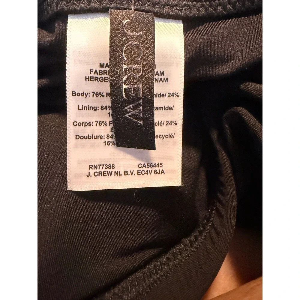 J. Crew Gemma Ruched Bandeau One Piece Swimsuit Black Nylon 10